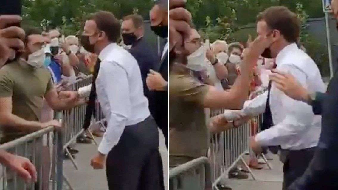 Emmanuel Macron es abofeteado por una persona en plena calle