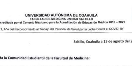 A una semana de regresar a clases se contagia alumno de UAdeC en Saltillo
