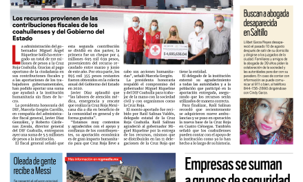 Portada [15 de agosto de 2021] Entregan más de 110 mdp a la Cruz Roja; empresas se suman a grupos de WhatsApp y más…