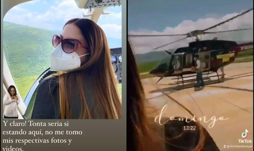 ‘Tonta si no me tomo foto’; esposa de funcionario se pasea en helicóptero con vacunas covid