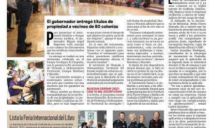 Portada [4 de septiembre de 2021] Miguel Riquelme entrega 200 escrituras; Manolo Jiménez prepara cuentas claras y más…