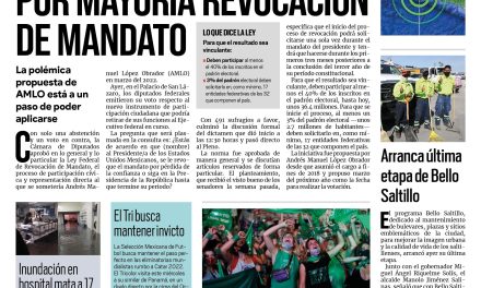 Portada [8 de septiembre de 2021] Aprueban por mayoría Revocación de Mandato; el aborto en Coahuila ya no es un crimen, y más…