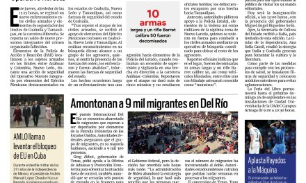 Portada [17 de septiembre de 2021] Autoridades abaten a 9 civiles armados; Coahuila saldrá adelante, y más…