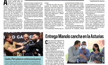 Portada [22 de septiembre de 2021] Coahuila garante de los derechos humanos; entrega Manolo cancha en la Asturias; Greg Abbot busca blindar Texas, y más…