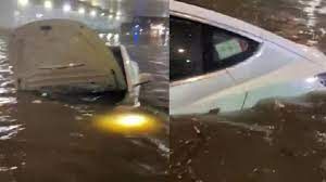 Así se hundió un Tesla de casi un millón de pesos en las calles de CDMX (video)