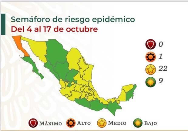 Semáforo Covid sigue sin entidades en rojo para octubre
