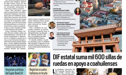 Portada [1 de octubre de 2021] Chema Fraustro conforma su equipo de trabajo; avanza en Saltillo la construcción de grandes obras, y más…