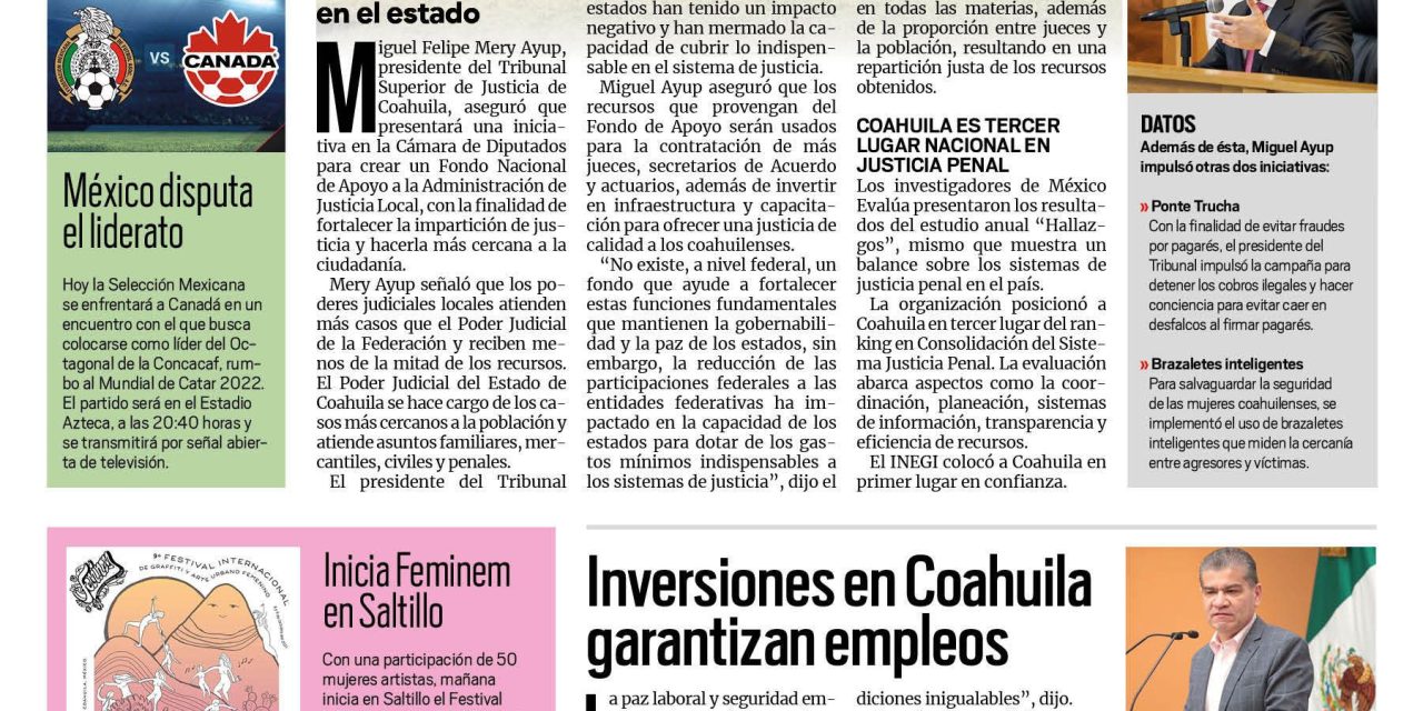 Portada [7 de octubre de 2021] Mery propone fondo para fortalecer la justicia; inversiones generan empleos, y más…