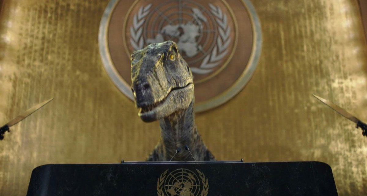 ‘No elijan la extinción’; velociraptor envía importante mensaje desde la ONU (video)