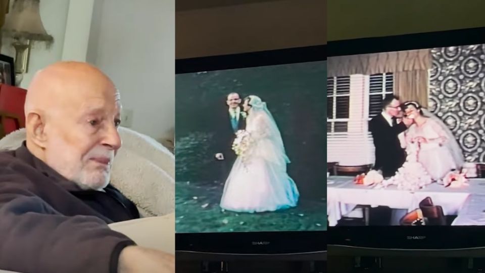 Abuelito rompe en llanto al ver el video de su boda (Video)