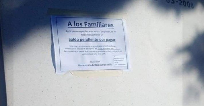 Muertos regresan a Saltillo y se encuentran con que no han pagado sus lápidas en el panteón Santo Cristo