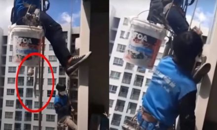 Mujer corta la soga que sostenía a pintores que reparaban edificio a más de 30 pisos de altura