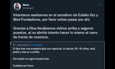 Saltillense denuncia en Twitter que la intentaron asaltar en Boulevar Fundadores