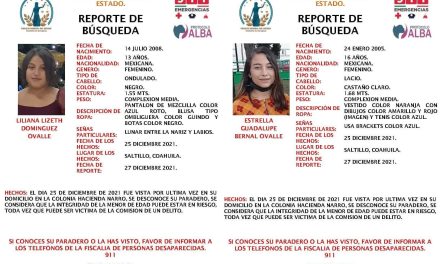 Ya están en casa menores reportadas como desaparecidas en Saltillo