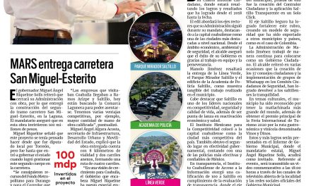 Portada [7 de diciembre de 2021]Manolo Jiménez presenta Cuarto Informe Municipal; MARS entrega carretera San Miguel-Esterito y más…