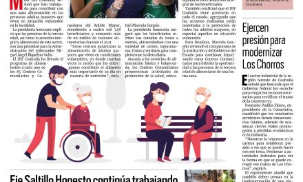 Portada [27 de diciembre de 2021] DIF Coahuila vela por adultos mayores, eje Saltillo Honesto continúa trabajando y más…