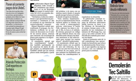 Portada [28 de diciembre de 2021] Continúan apoyos fiscales en Coahuila; Saltillo refrenda su hermanamiento con Austin  y más…