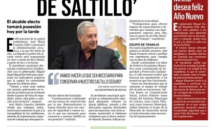 Portada [1 de enero de 2022] ‘Trabajaremos por la excelencia de Saltillo’; MARS desea feliz Año Nuevo y más…