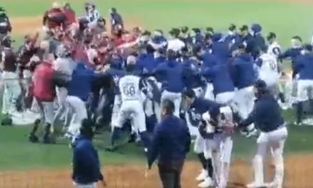 Se arma pelea campal entre Tomateros y Algodoneros en plena semifinal de béisbol (video)
