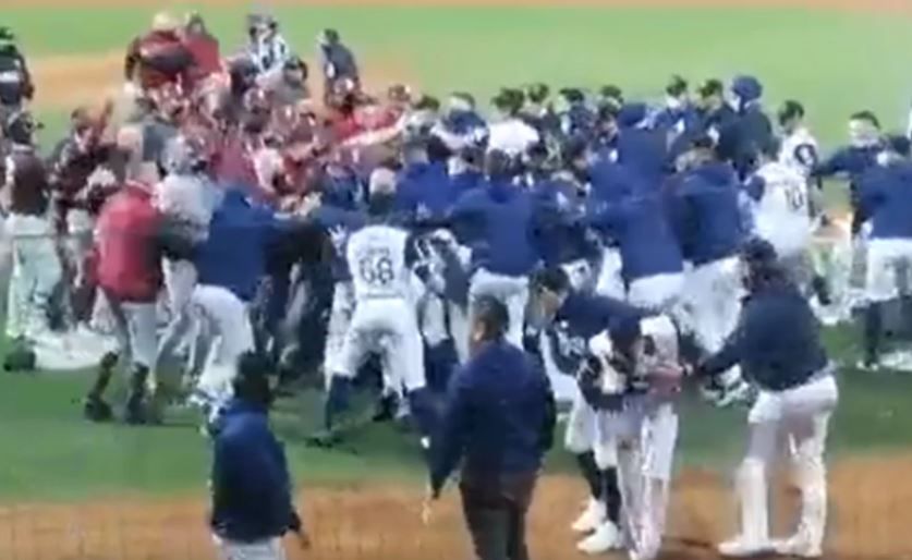 Se arma pelea campal entre Tomateros y Algodoneros en plena semifinal de béisbol (video)