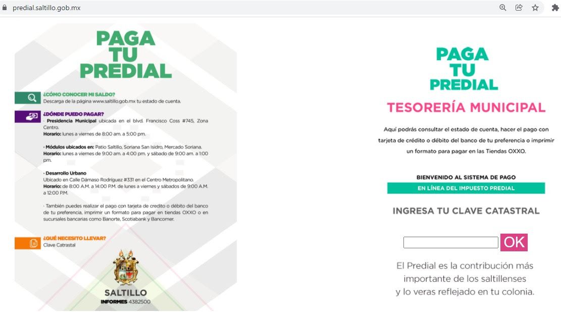 Consulte y pague su predial en línea en Saltillo