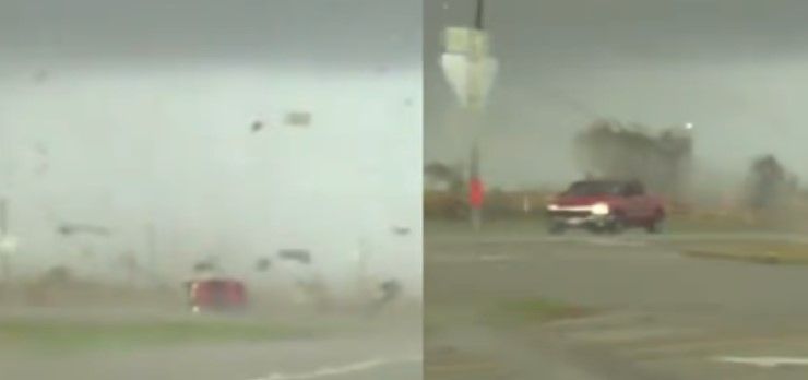 Camioneta siguió manejando luego de ser arrastrada por un tornado en Texas (video)