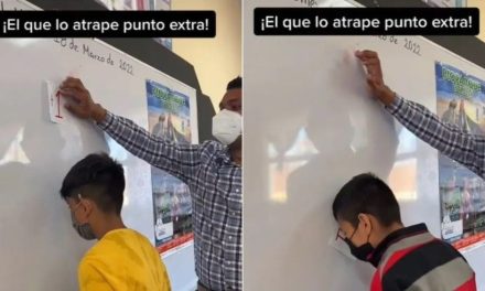 Maestro da puntos extra a sus alumnos que puedan atrapar una hoja con su cabeza