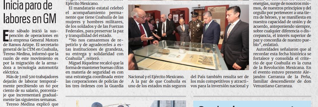 Portada [27 de marzo de 2022] Mantendremos la paz y tranquilidad en Coahuila: MARS; Saltillo fortalece los servicios público y más…