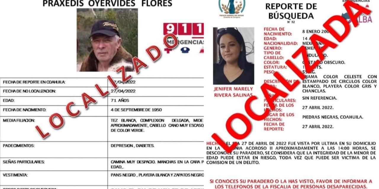 Fiscalía reporta localización de personas que se encontraban desaparecidas en Coahuila