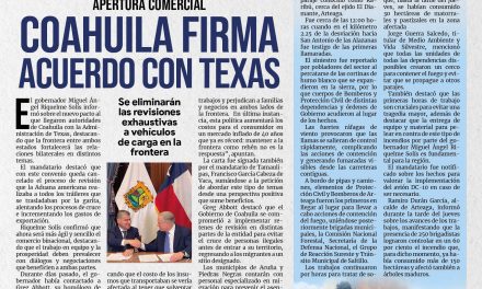 Portada [15 de abril de 2022] Coahuila firma acuerdo con Texas; Inicia Semana Santa con incendio en Arteaga y más…