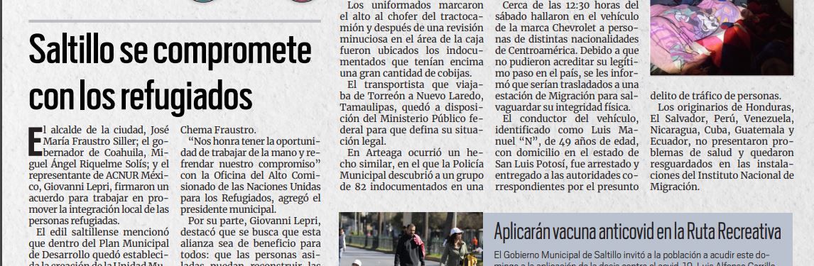Portada [24 de abril de 2022] En distintos operativos autoridades rescatan a 181 migrantes; Saltillo se compromete con las personas refugiadas y más…