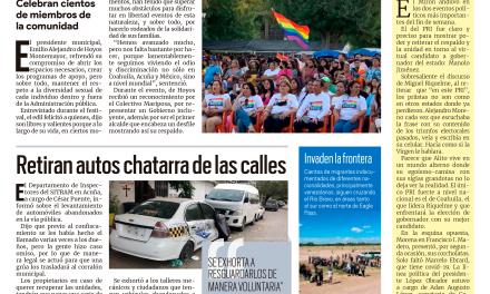 Portada Región Fronteriza [27 de junio de 2022] Vive Acuña el Pride Fest 2022; Retiran autos chatarra de las calles y más…