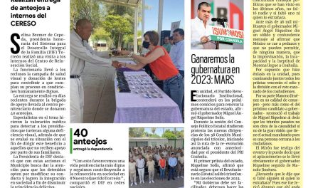 Portada Región Laguna [26 de junio de 2022] DIF Torreón apoya a centro penitenciario; Concientizan a niños sobre medio ambiente en Torreón y más…