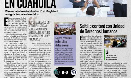 Portada [1 de junio de 2022] MARS firma iniciativa de reforma a la Ley de Pensiones; Saltillo tendrá Unidad de Derechos Humanos y más…