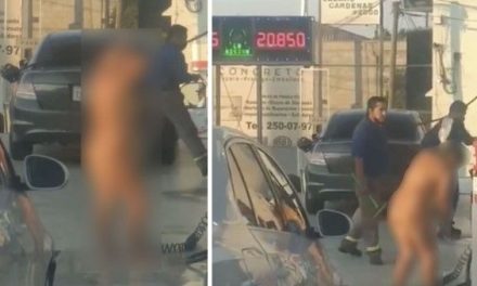 ¿Es Monterrey? Captan a mujer bañándose en una gasolinera ante falta de agua