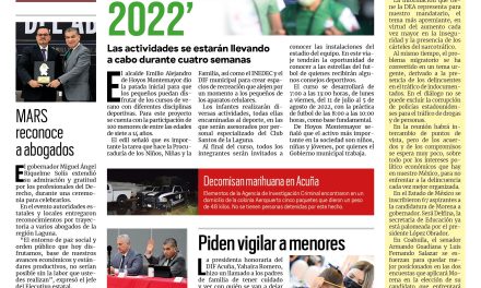 Portada Región Fronteriza [12 de julio de 2022] Arrancan cursos ‘Somos Guerreros 2022’ en Acuña; Pide DIF vigilar a menores y más…