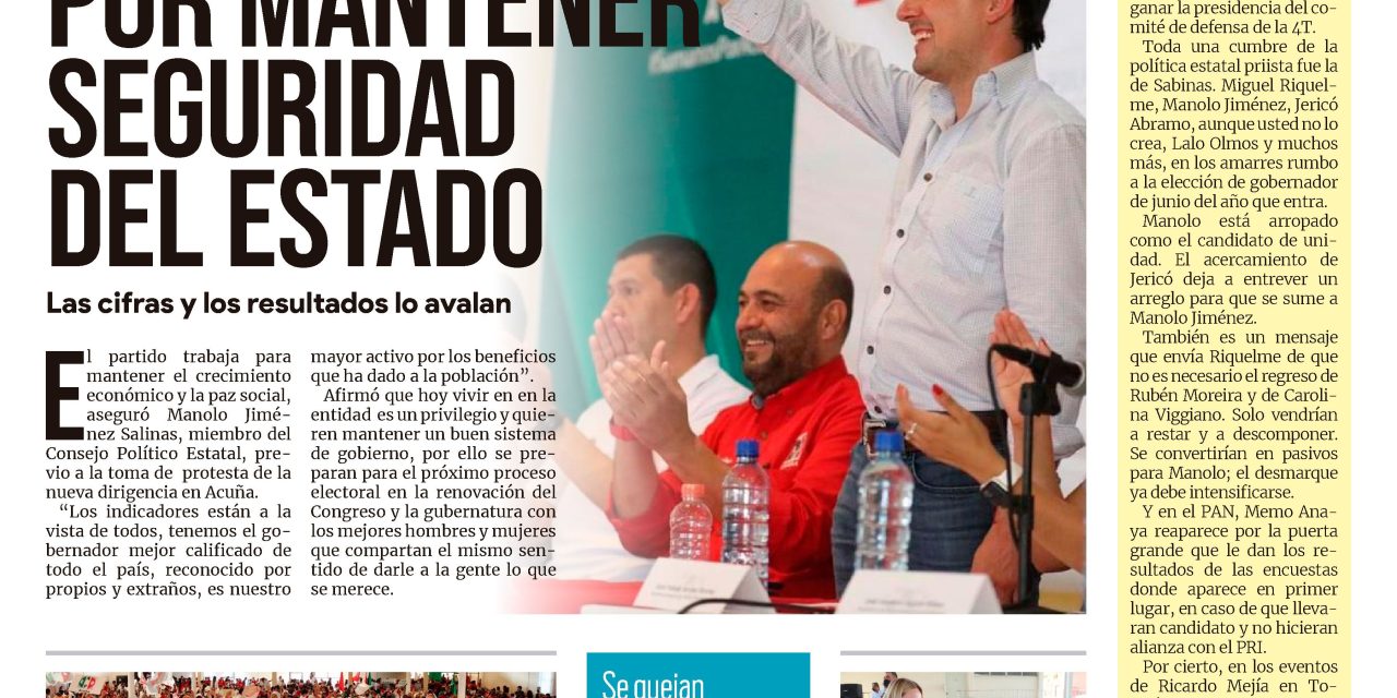 Portada Región Fronteriza [18 de julio de 2022]Trabaja por mantener seguridad del estado; Nueva dirigencia del PRI en Acuña y más…