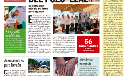Portada Región Laguna [2 de julio de 2022] Arranca Riquelme reposición del pozo ‘Leal’; Clausuran dos autolavados y más…
