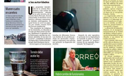 Portada Región Laguna [11 de julio de 2022] Encuentran a menores alcoholizados; Habrá camellones bellos y ecológicos y más…
