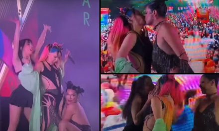 ¿Vieron ‘Lightyear’? Belinda se besa con Lola Rodríguez y drag queen Valentina en pleno concierto (video)