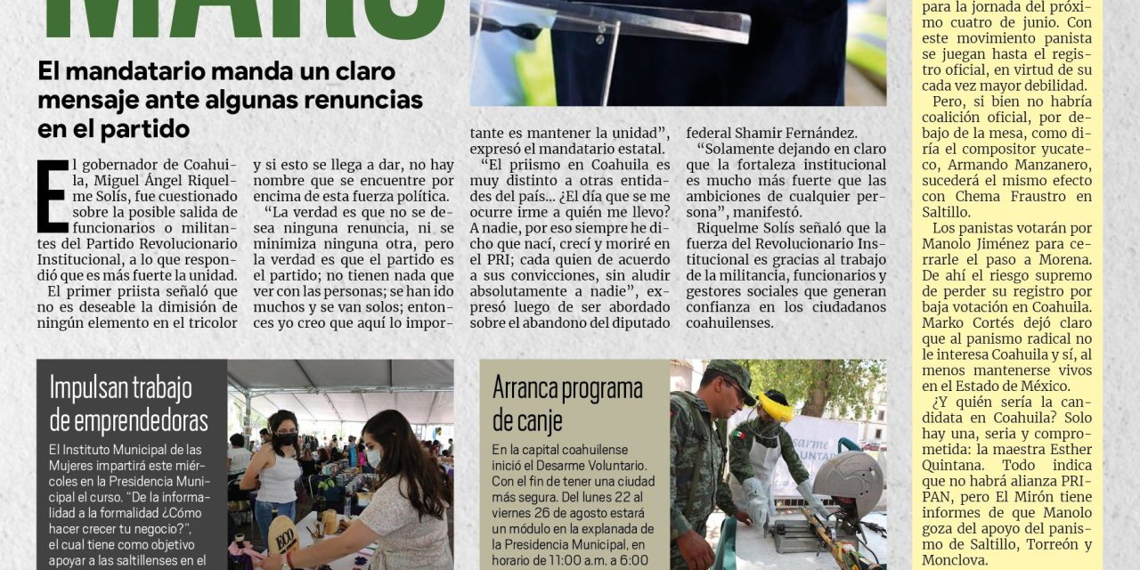 Portada RCG MEDIA [23 de agosto de 2022] Nací, crecí y moriré en el PRI: MARS; Se imponen Guadiana y Luis Fernando sobre Mejia; y más…