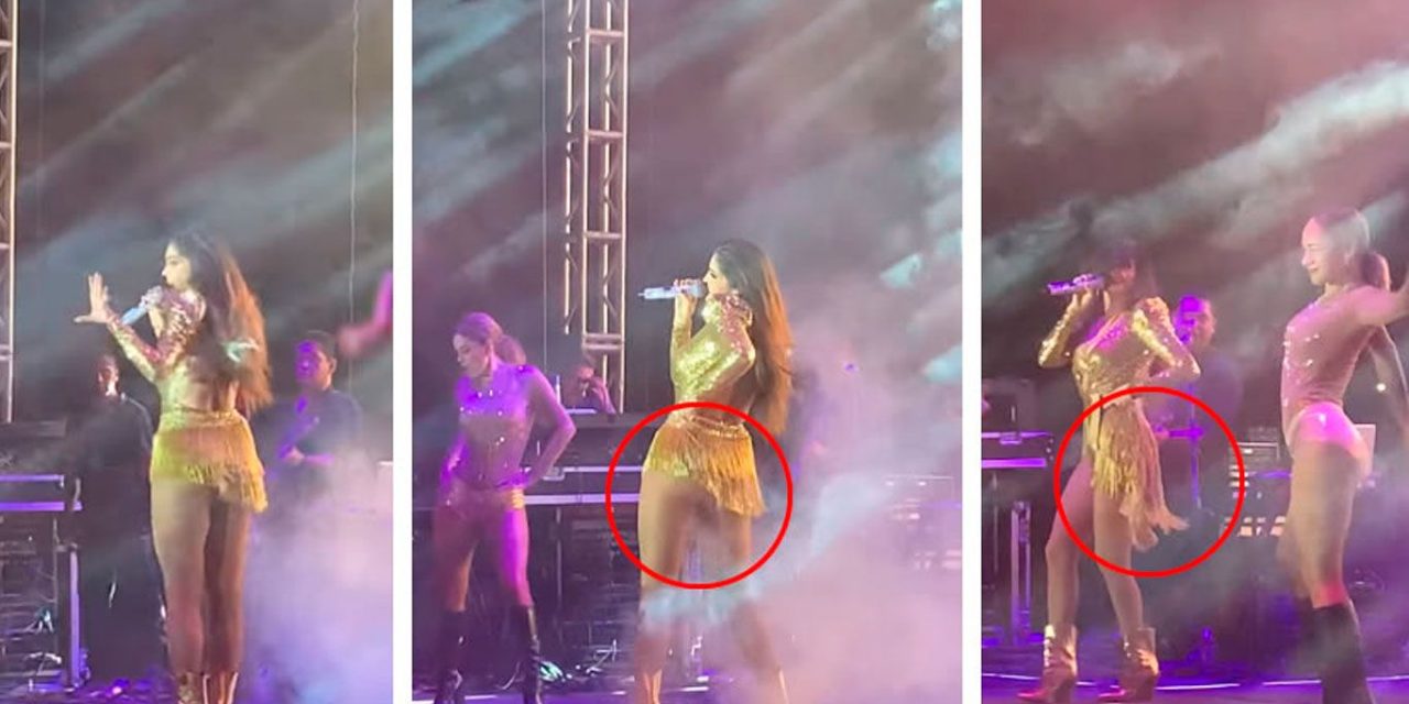 VIDEO: Se le cae la falda a Ana Bárbara en pleno concierto y da “show de más”