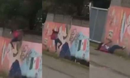 Te vas a quebrar el cuello chava: Niña cae de barda por correrse las clases (video)