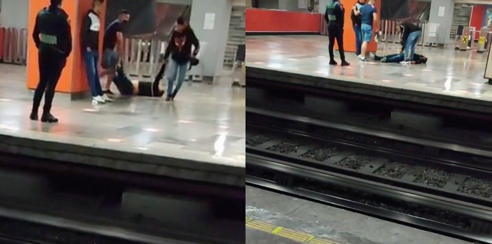 Amigos nivel: Lo arrastran por todo el metro en la CDMX para llevarlo a casa