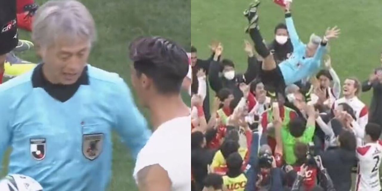 Lo despiden en grande: árbitro se jubila y lo ovaciona todo el estadio, en Japón (video)