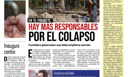 Portada Región Carbonífera [27 de septiembre de 2022] Hay más responsables por colapso en mina ‘El Pinabete’; y más…