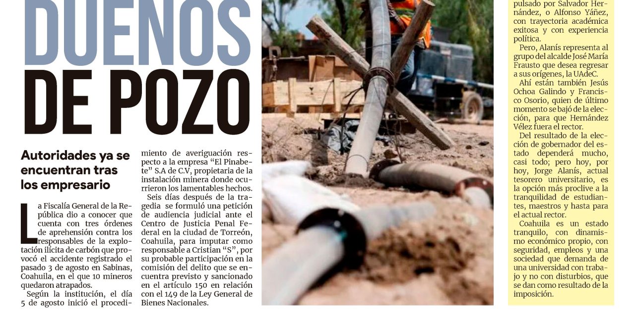 Portada Región Centro [5 de septiembre de 2022] Van por dueños de pozo; Gran éxito en donaciones y más…
