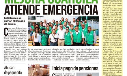Portada Región Centro [10 de septiembre de 2022] Mejora Coahuila atiende emergencia; Inicia pago de pensiones y más…