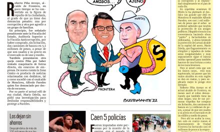 Portada Región Centro [17 de septiembre de 2022] Piña señalado de corrupto; Caen 5 policías y más…