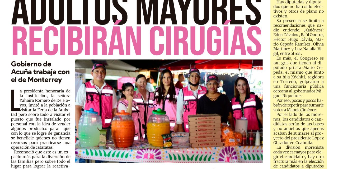 Portada Región Fronteriza [26 de septiembre de 2022] Adultos mayores recibirán cirugías; Continúan con la entrega y más…